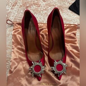 Amina Muaddi Pink Satin Begum 36